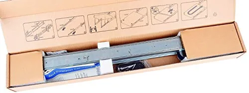 Dell PowerEdge 2U ready rail kit laid out with inner and outer rails