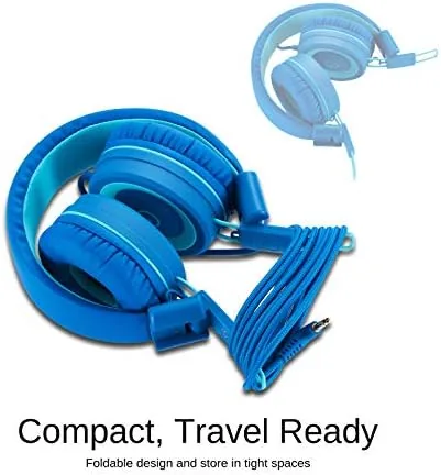 The noot products K11 Kids Headphones Wired 3.5mm Jack Tangle-Free Skyline in real use