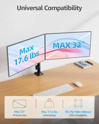 Close look at the MOUNTUP Dual Monitor Desk Mount, Max 32 Inch up to build quality
