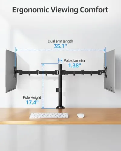 The MOUNTUP Dual Monitor Desk Mount, Max 32 Inch up to in real use