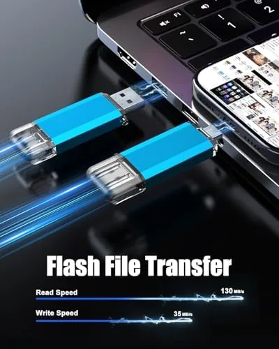 Detail shot of the KOOTION USB C Flash Drive 64GB 2 in 1 OTG features