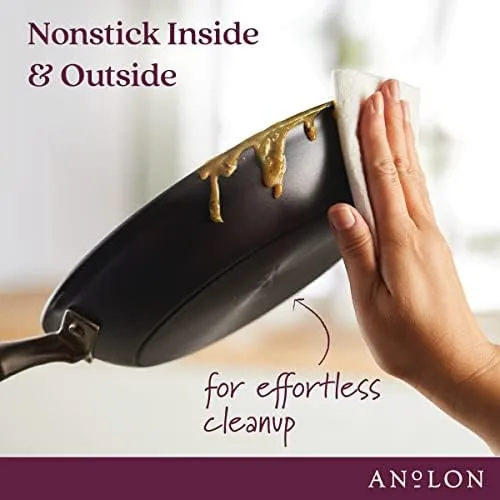 Two eggs frying without sticking in the Anolon pan
