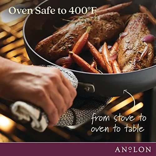 A grilled cheese sandwich browning evenly in the Anolon pan