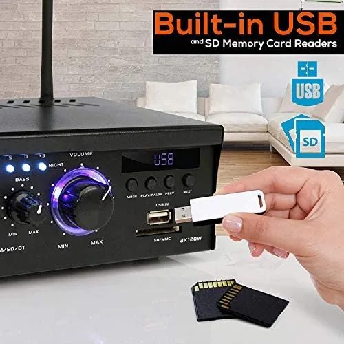 Another view of the Pyle Home Power Amplifier with Bluetooth Wireless - 2 x