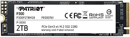 Patriot P300 SSD next to its packaging