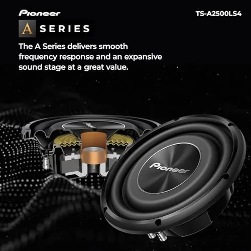 Close look at the Pioneer A-Series TS-A2500LS4 Shallow-Mount 10" Subwoofer 1200W Max | Shallow-Mount build quality