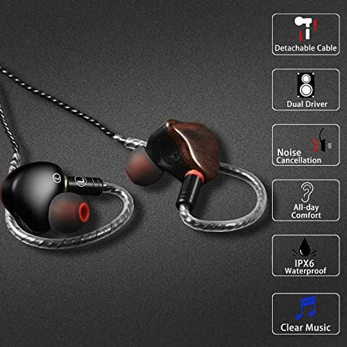 Close look at the in Ear Monitor Headphones, HiFi Stereo IEM Earphones, Dynamic Dual build quality