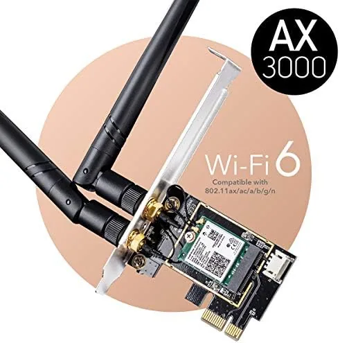 Detail shot of the Cudy AX3000 Wi-Fi 6 Bluetooth 5.2 PCI-E Adapter, Intel AX200 features