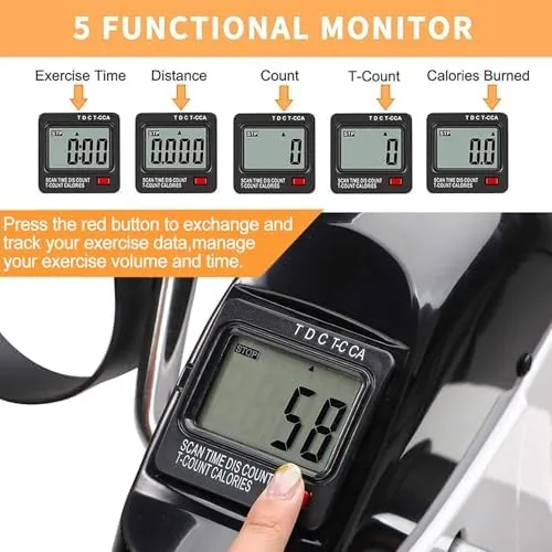 Close up of the resistance dial and foot strap on the under desk pedal exerciser