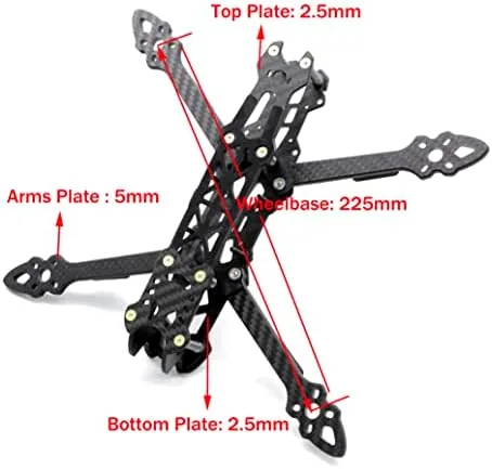Carbon fiber arms and center plates of the drone frame before assembly