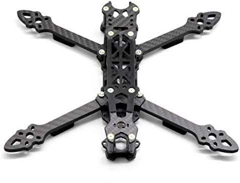 FPV drone frame with battery secured by the included strap