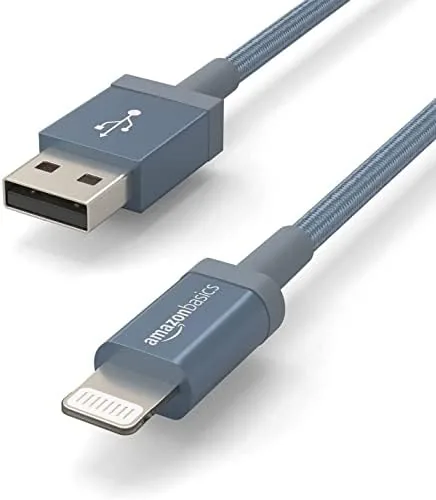 Lightning connector end of the cable plugged into an iPhone