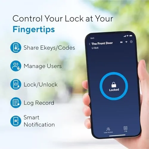 Close up of the backlit keypad and fingerprint reader on the lock