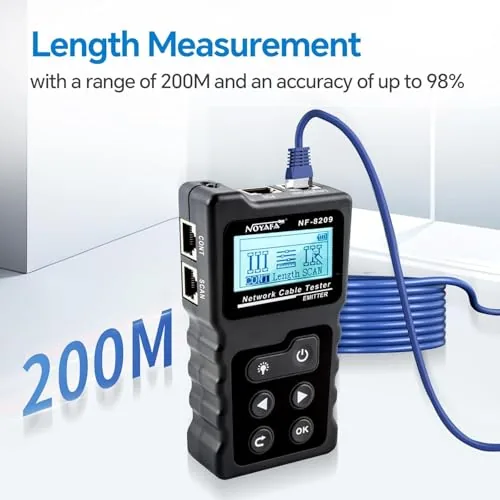 The NOYAFA NF-8209 Network Cable Tester, Ethernet Cable Wire Tester with in real use