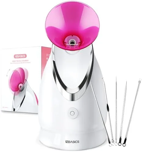 EZBASICS Facial Steamer, Nano Ionic Warm Mist for Facial Deep Cleaning Pink | Professional Review: Tested and Rated