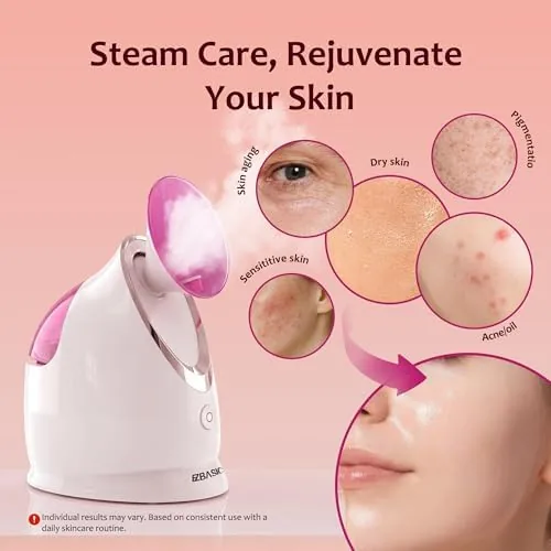The EZBASICS Facial Steamer, Nano Ionic Warm Mist for Facial Deep in real use