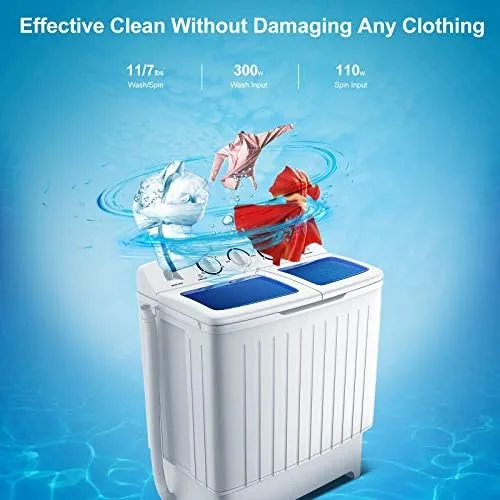 Twin tub washer next to a single tub portable washer