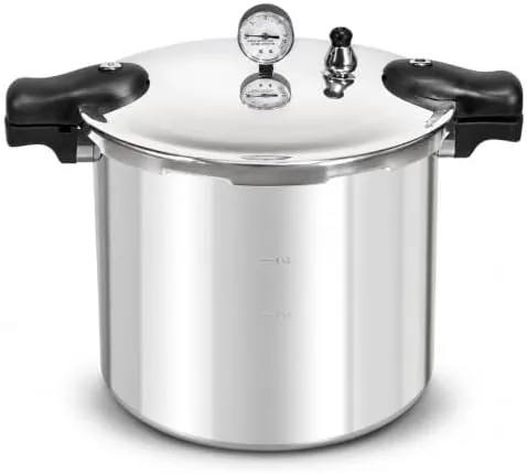Barton 22 quart aluminum pressure canner on a stove top