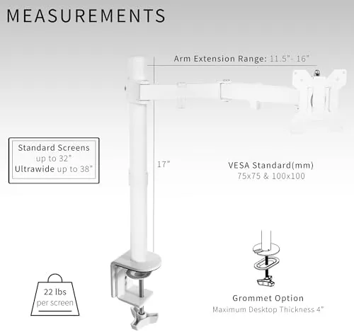 The VIVO Single Monitor Arm Desk Mount, Holds Screens up to compared in context