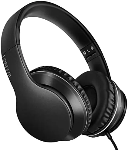 The LORELEI X6 headphones in space black resting on a desk