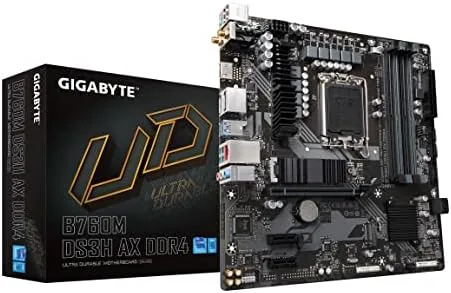 The GIGABYTE B760M DS3H AX motherboard laid out on an anti static mat
