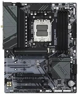 Close view of the triple M.2 slots and heatsinks on the B650 Eagle AX
