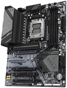 The rear I O panel of the B650 Eagle AX showing ports and WiFi antenna