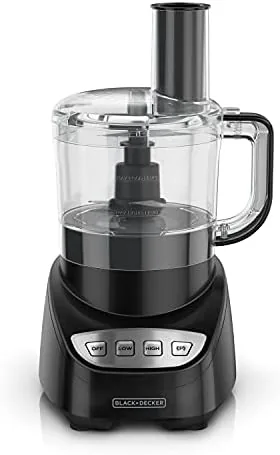 The clear 8-cup bowl and lid with the feed tube shown in detail