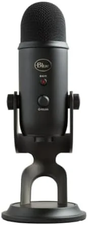 Close view of the Blue Yeti control dials and mute button