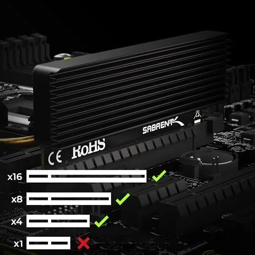 The SABRENT M.2 NVMe SSD to PCIe X16/X8/X4 Adapter Card, Heatsink compared in context