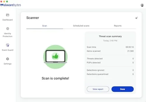 Full system scan in progress on a Windows laptop