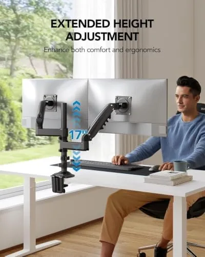 The HUANUO 17-32 Inch Dual Monitor Stand, Vertical Dual Monitor Mount compared in context