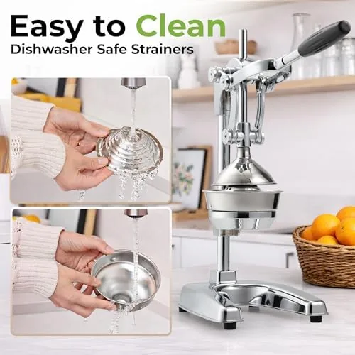 The juicer partially disassembled showing how the dome lifts off for cleaning
