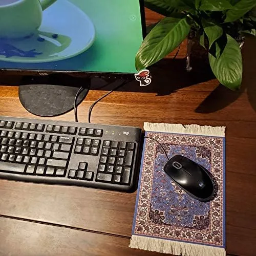 The Rug Mouse Pad, 2 Pack Woven Rug Bohemian Style Carpet in real use