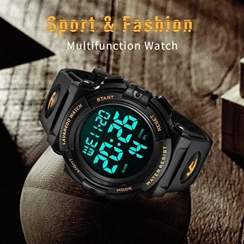 Close look at the L LAVAREDO Mens Digital Watch Sports Military Watches Waterproof Outdoor build quality