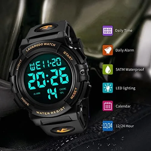 The L LAVAREDO Mens Digital Watch Sports Military Watches Waterproof Outdoor in real use