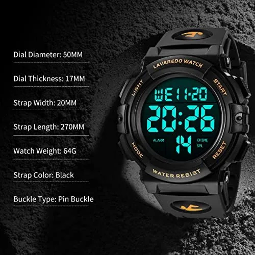 Testing the L LAVAREDO Mens Digital Watch Sports Military Watches Waterproof Outdoor over two weeks