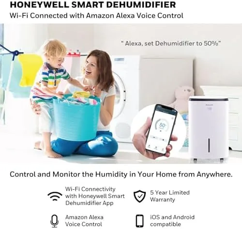The Honeywell Smart WiFi Dehumidifier, 30-Pint, for Home, Apartment, Basements, Rooms in real use