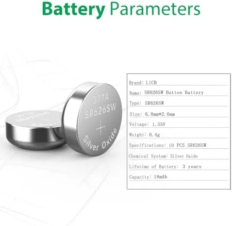 Close look at the LiCB 10 Pack SR626SW 377 Watch Battery,Long-Lasting & Leak-Proof,High Capacity build quality