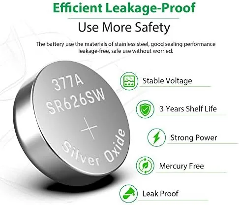 Another view of the LiCB 10 Pack SR626SW 377 Watch Battery,Long-Lasting & Leak-Proof,High Capacity