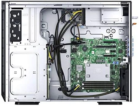 The T340 tower server standing next to a rack server for a size and form factor comparison