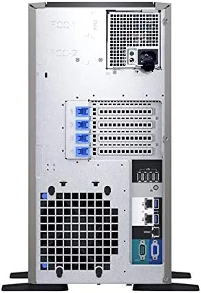 A rack shelf setup with the T340 server installed and cables neatly managed
