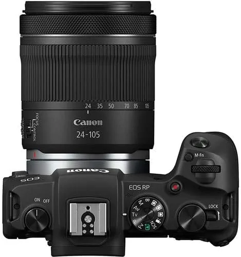 The RF24-105mm STM kit lens collapsed and extended