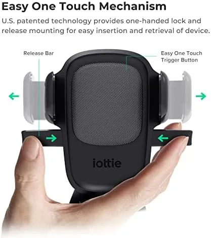 One touch button in the center of the iOttie cradle