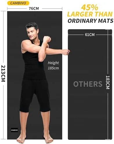 Close look at the CAMBIVO Extra Long Wide Yoga Mat, Thick PVC Workout Mat build quality