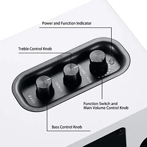 Detail shot of the Sanyun SW208 3" Active Bluetooth 5.0 Bookshelf Speakers, Built-in 24bit features