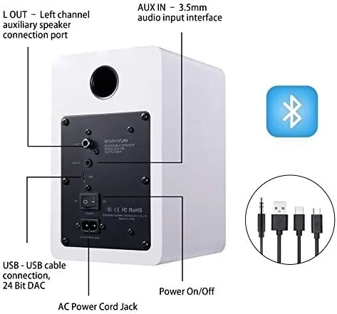 The Sanyun SW208 3" Active Bluetooth 5.0 Bookshelf Speakers, Built-in 24bit in real use