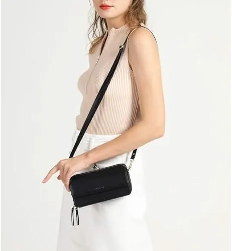 Close look at the RFID Crossbody Wallet Wristlet Purse with Phone Pocket For Women Vegan Leather build quality