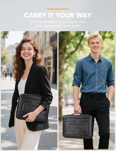 Close look at the DOMISO 17 inch Laptop Sleeve with Handle Shockproof Computer Bag build quality