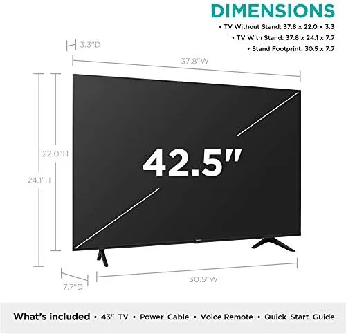 Detail shot of the Hisense 43-Inch Class R6090G Roku 4K UHD Smart TV with features